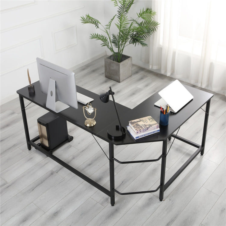 [US Warehouse] Home Office L-Shaped Corner Desk Computer Desk (Black)