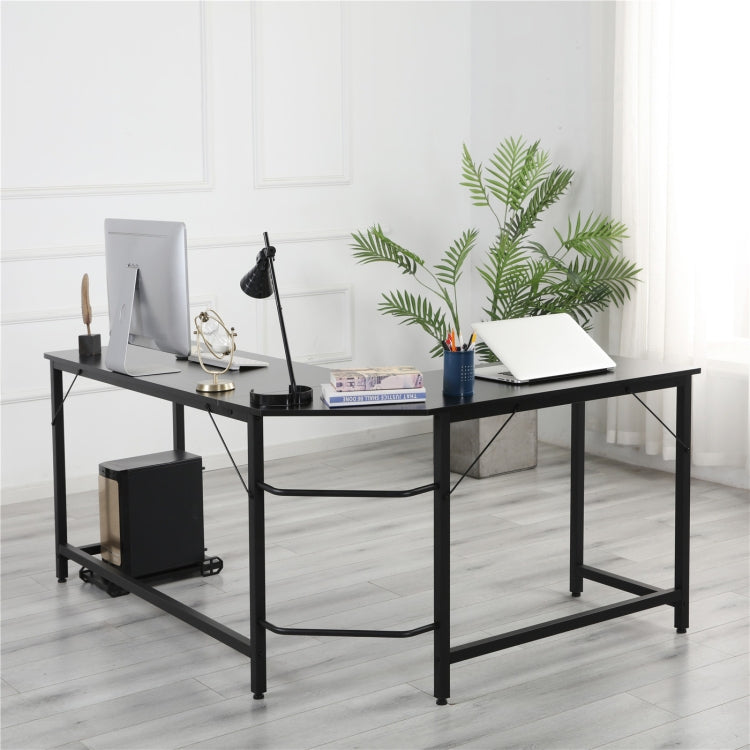 [US Warehouse] Home Office L-Shaped Corner Desk Computer Desk (Black)