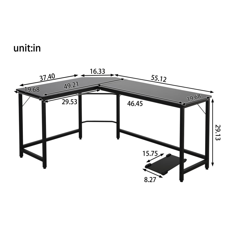 [US Warehouse] Home Office L-Shaped Corner Desk Computer Desk (Black)