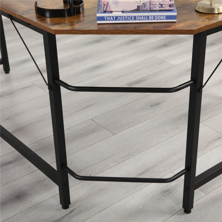 [US Warehouse] Home Office L-Shaped Corner Desk Computer Desk (Black+Wood Grain)