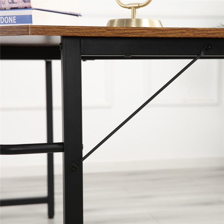 [US Warehouse] Home Office L-Shaped Corner Desk Computer Desk (Black+Wood Grain)