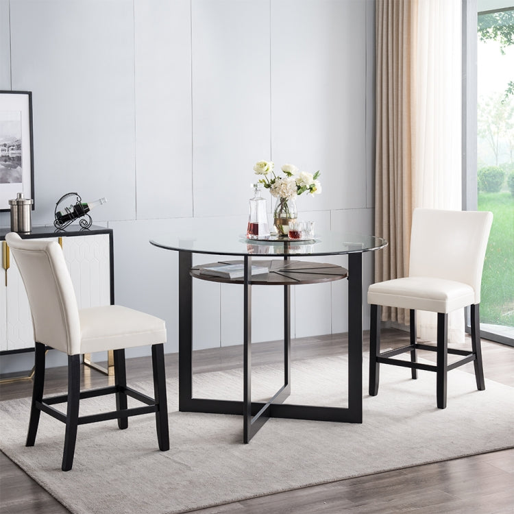 [US Warehouse] 2 in 1 Home Dining Chairs Oak Chairs Set(White)
