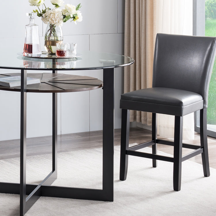 [US Warehouse] 2 in 1 Home Dining Chairs Oak Chairs Set(Grey)