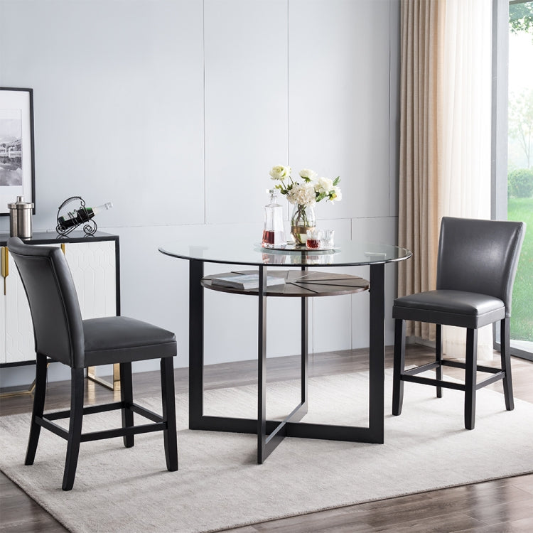[US Warehouse] 2 in 1 Home Dining Chairs Oak Chairs Set(Grey)