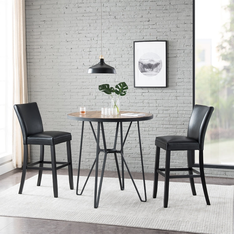[US Warehouse] 2 in 1 High Bar Chairs Household Back Stool Chairs Set(Black)