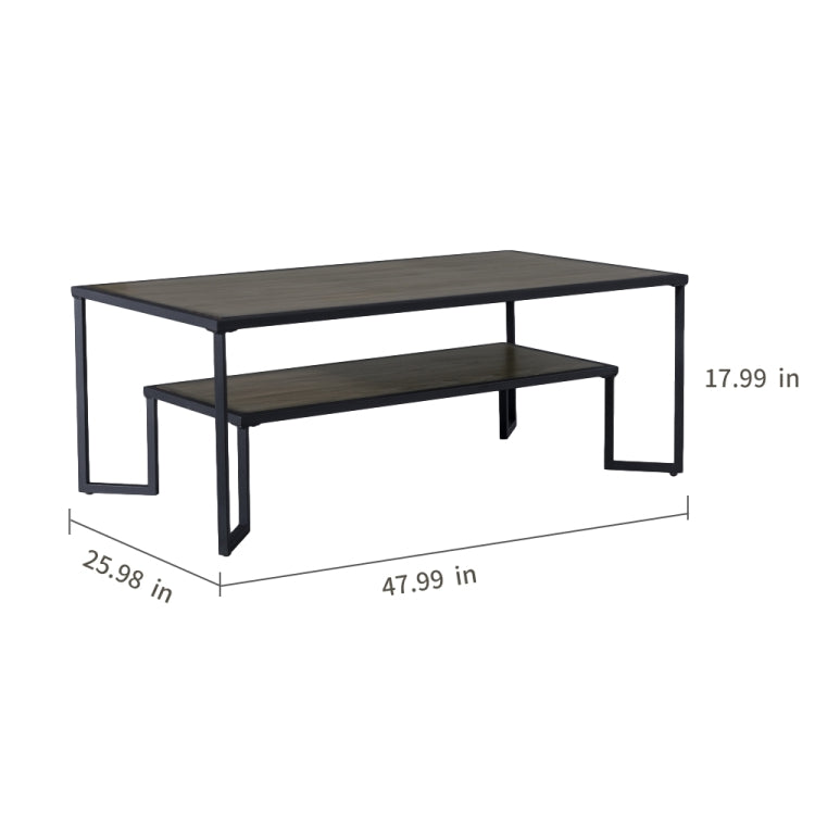 [US Warehouse] Office Sofa Tea Table Leisure Guest  Industrial Style Coffee Table, Size: 121.9x66x45.7cm(Black Brown)