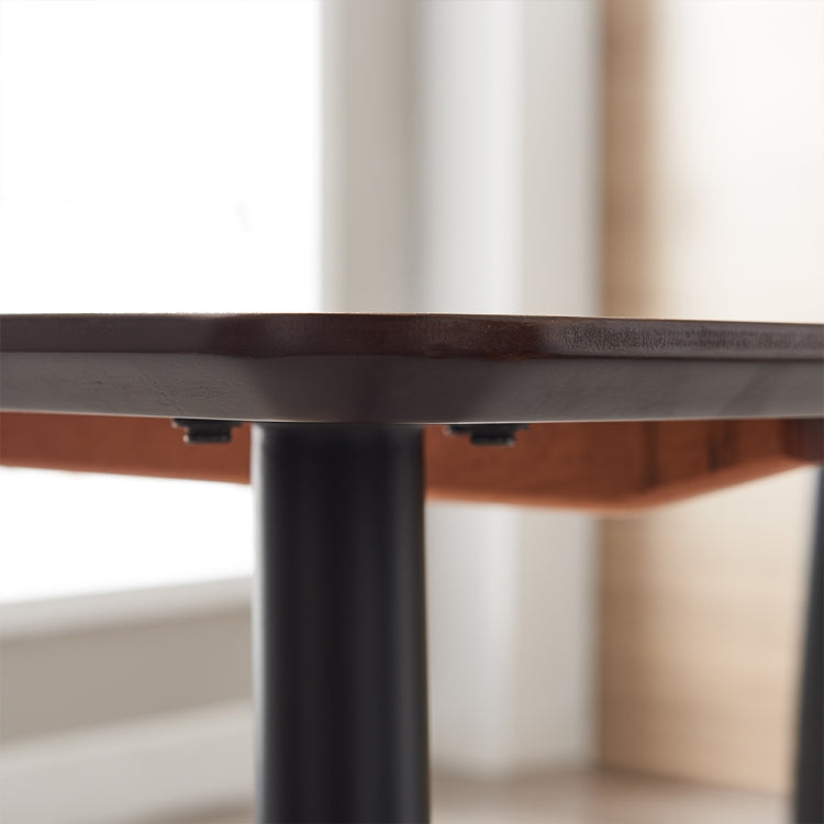 [US Warehouse] Dining Table Household Leisure Wrought Iron Log Rectangular Table (Wood)