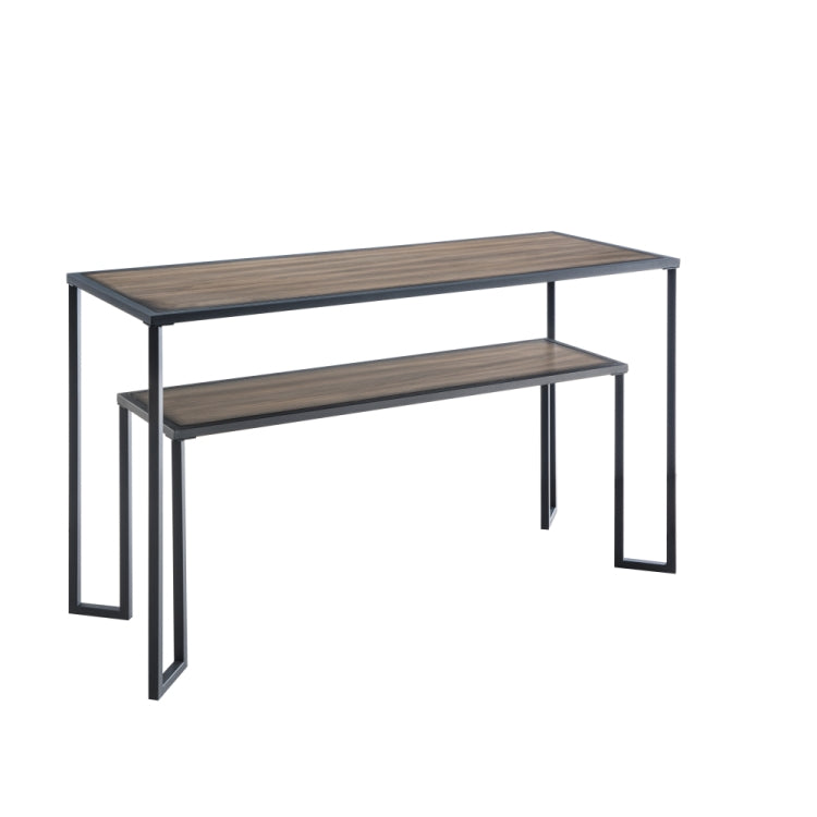[US Warehouse] Iron Tea Table Solid Wood Rack Console Table, Size: 121.9x45.7x75cm(Black Brown)