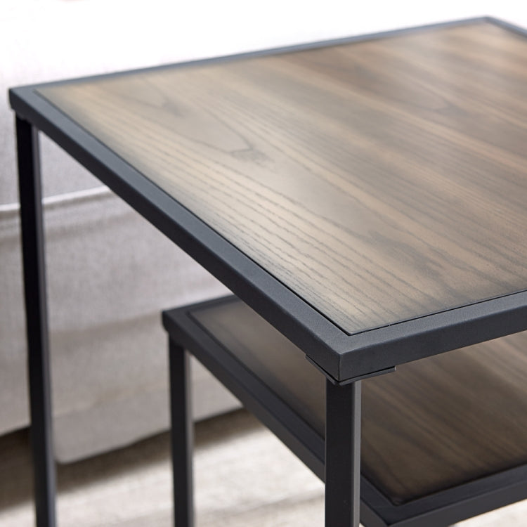 [US Warehouse] Iron Tea Table Solid Wood Rack Console Table, Size: 121.9x45.7x75cm(Black Brown)