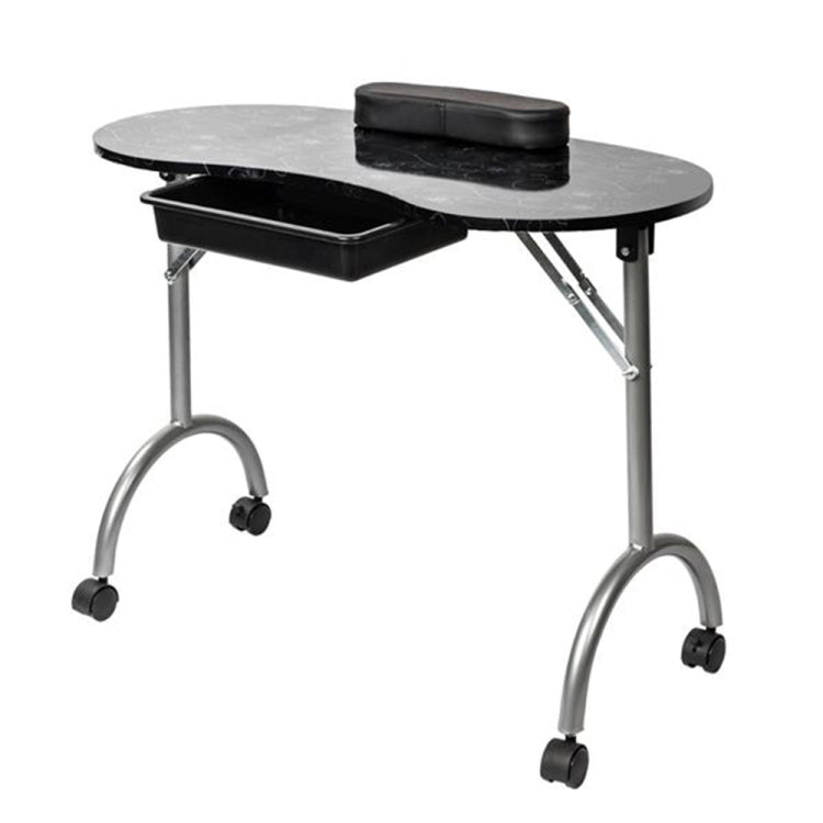 [US Warehouse] Portable Foldable Salon SPA MDF Manicure Table with Arm Rest & Drawer, Size: 91x40x70cm(Black)