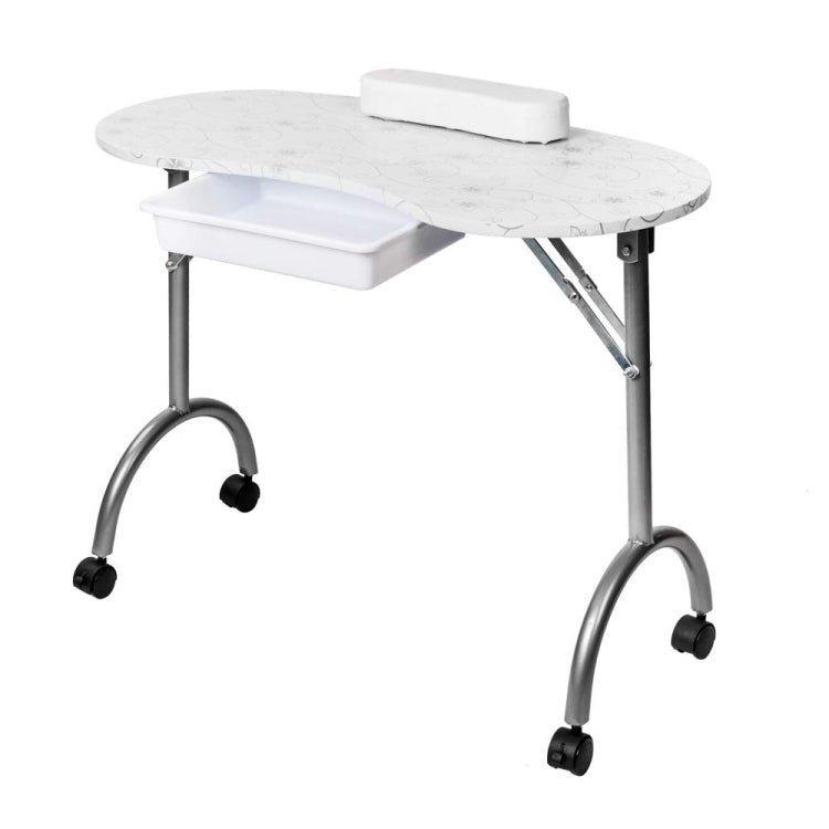 [US Warehouse] Portable Foldable Salon SPA MDF Manicure Table with Arm Rest & Drawer, Size: 91x40x70cm(White)