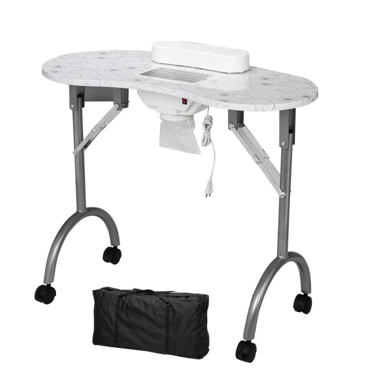 [US Warehouse] Portable Foldable Salon SPA MDF Manicure Table with Dust Collector & Cushion & Fan, Size: 90x75x75cm(White)