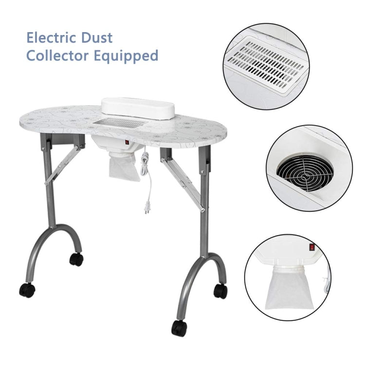 [US Warehouse] Portable Foldable Salon SPA MDF Manicure Table with Dust Collector & Cushion & Fan, Size: 90x75x75cm(White)