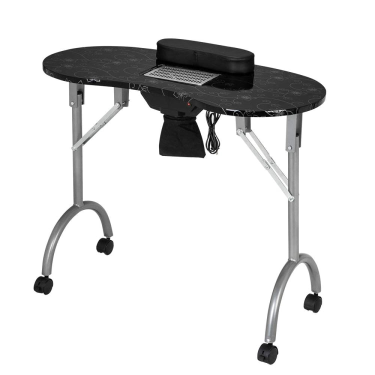 [US Warehouse] Portable Foldable Salon SPA MDF Manicure Table with Dust Collector & Cushion & Fan, Size: 90x75x75cm(Black)