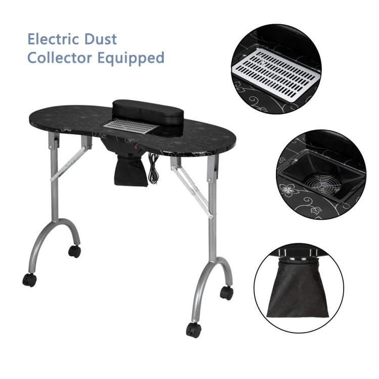 [US Warehouse] Portable Foldable Salon SPA MDF Manicure Table with Dust Collector & Cushion & Fan, Size: 90x75x75cm(Black)