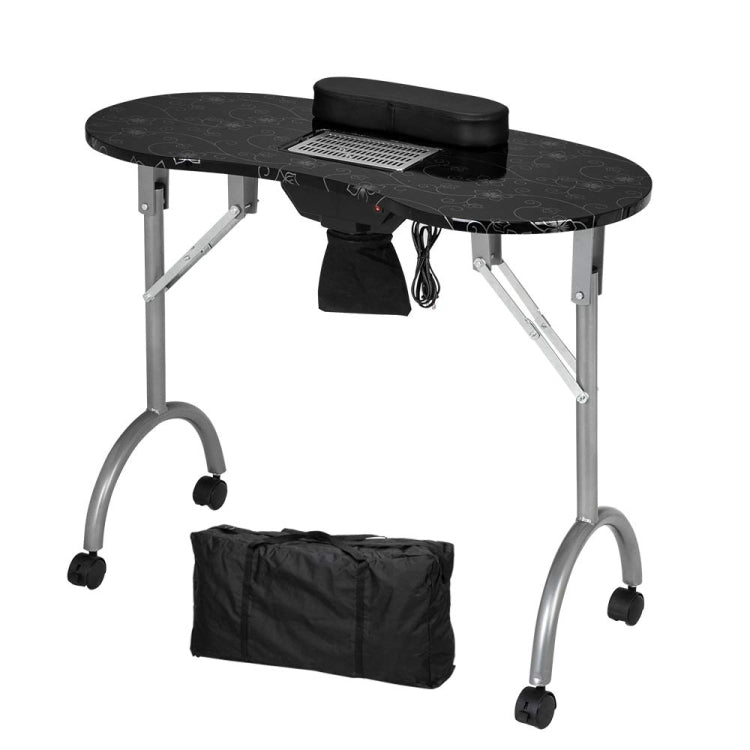 [US Warehouse] Portable Foldable Salon SPA MDF Manicure Table with Dust Collector & Cushion & Fan, Size: 90x75x75cm(Black)