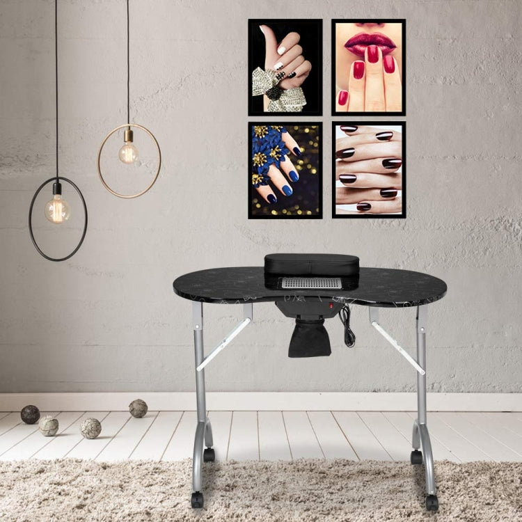 [US Warehouse] Portable Foldable Salon SPA MDF Manicure Table with Dust Collector & Cushion & Fan, Size: 90x75x75cm(Black)