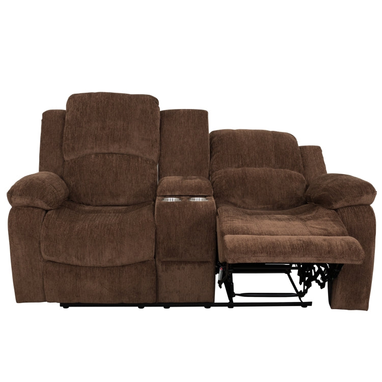 [US Warehouse] Love Seat Sofa Adjustable Recliner Chairs for Elderly(Brown)