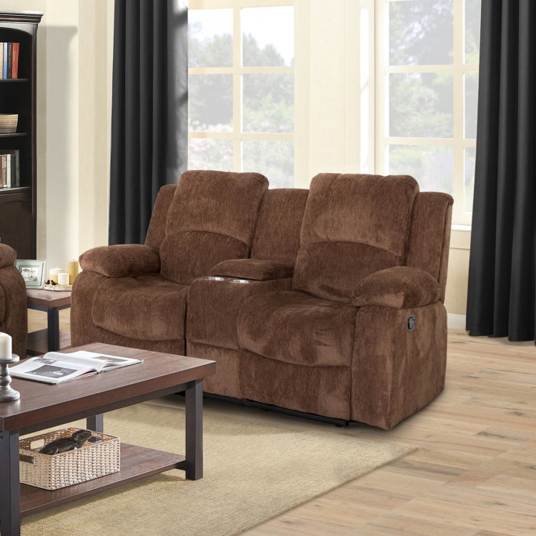 [US Warehouse] Love Seat Sofa Adjustable Recliner Chairs for Elderly(Brown)