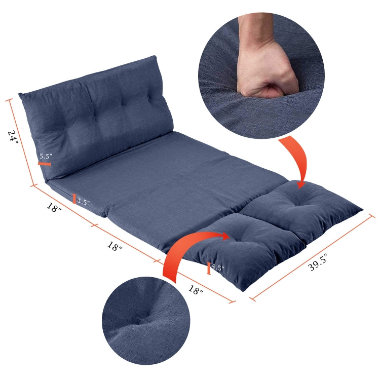 [US Warehouse] 40 inch Modern Fabric Chaise Lounge Folding Sofa Bed (Blue)