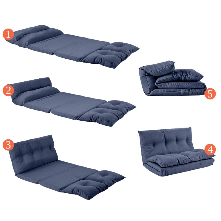 [US Warehouse] 40 inch Modern Fabric Chaise Lounge Folding Sofa Bed (Blue)