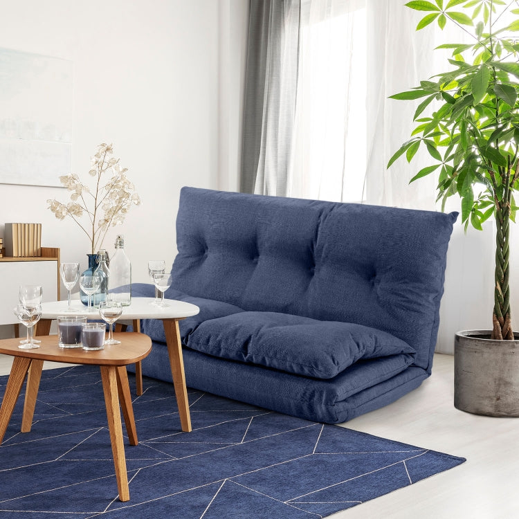 [US Warehouse] 40 inch Modern Fabric Chaise Lounge Folding Sofa Bed (Blue)