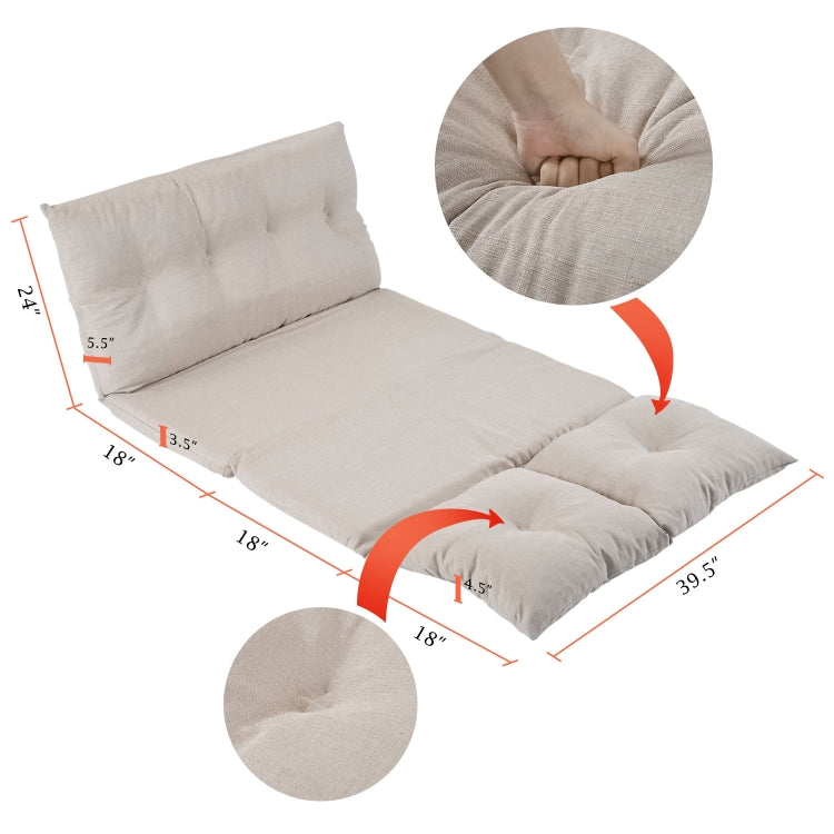 [US Warehouse] 40 inch Modern Fabric Chaise Lounge Folding Sofa Bed (White)