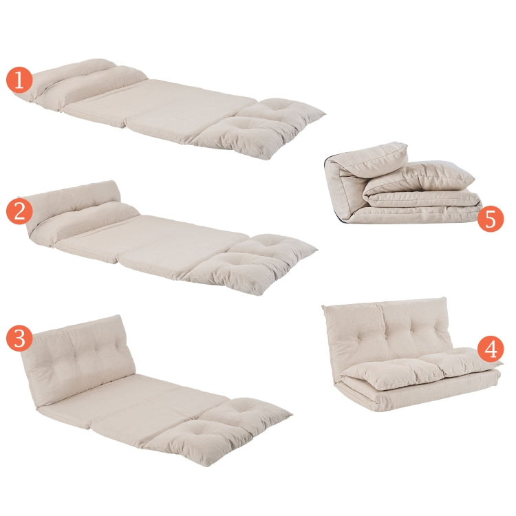 [US Warehouse] 40 inch Modern Fabric Chaise Lounge Folding Sofa Bed (White)