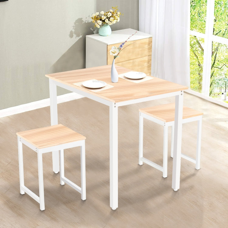 [US Warehouse] 3 in 1 Dining Table + 2 Stools Furniture Set (Brown)
