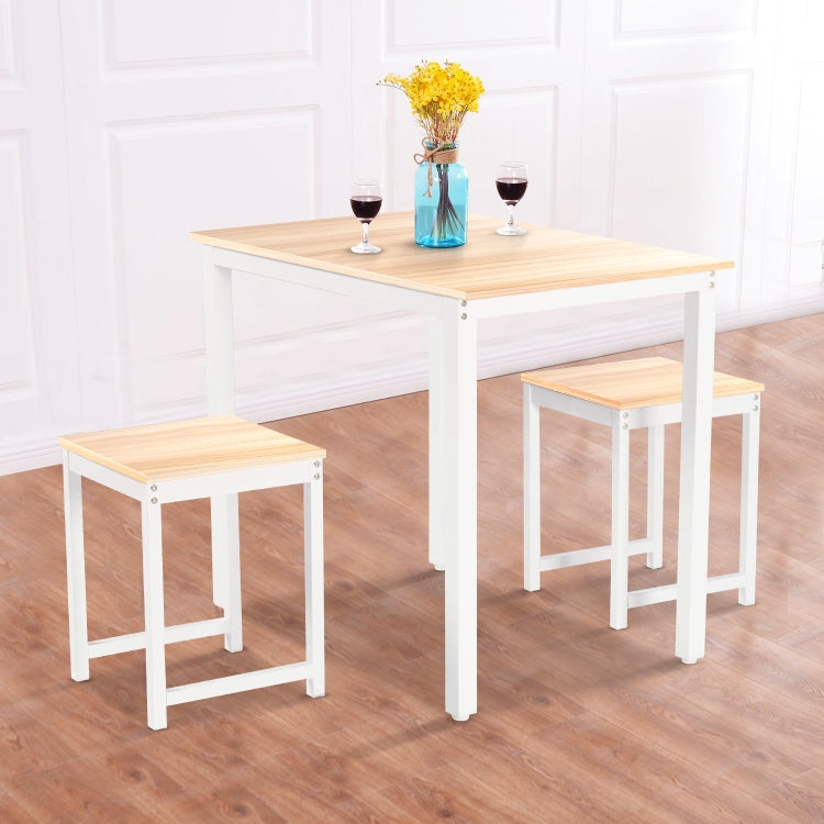 [US Warehouse] 3 in 1 Dining Table + 2 Stools Furniture Set (Brown)