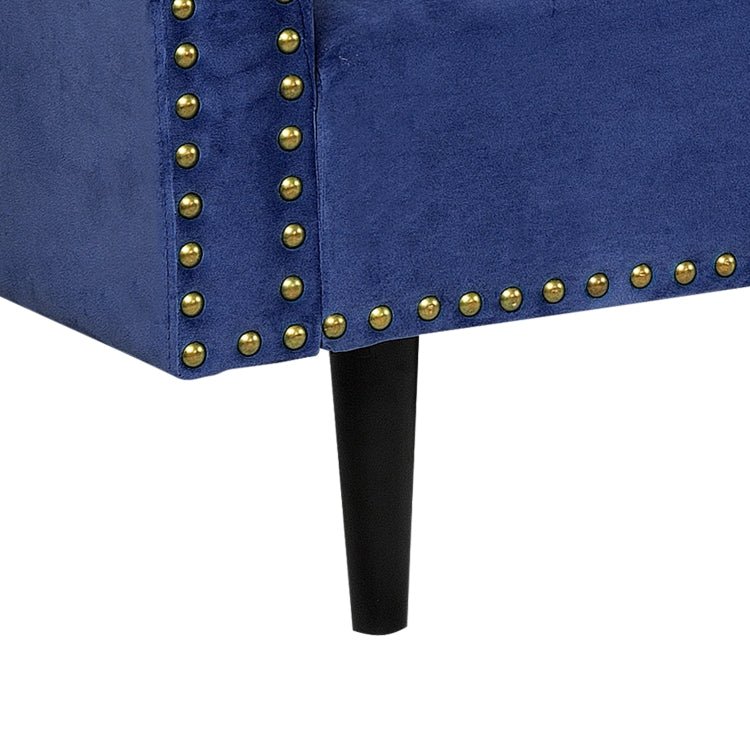 [US Warehouse] Rivet Upholstered Combination Sofa Bed with Adjustable Back, Size: 300 x 76 x 90cm (Blue)