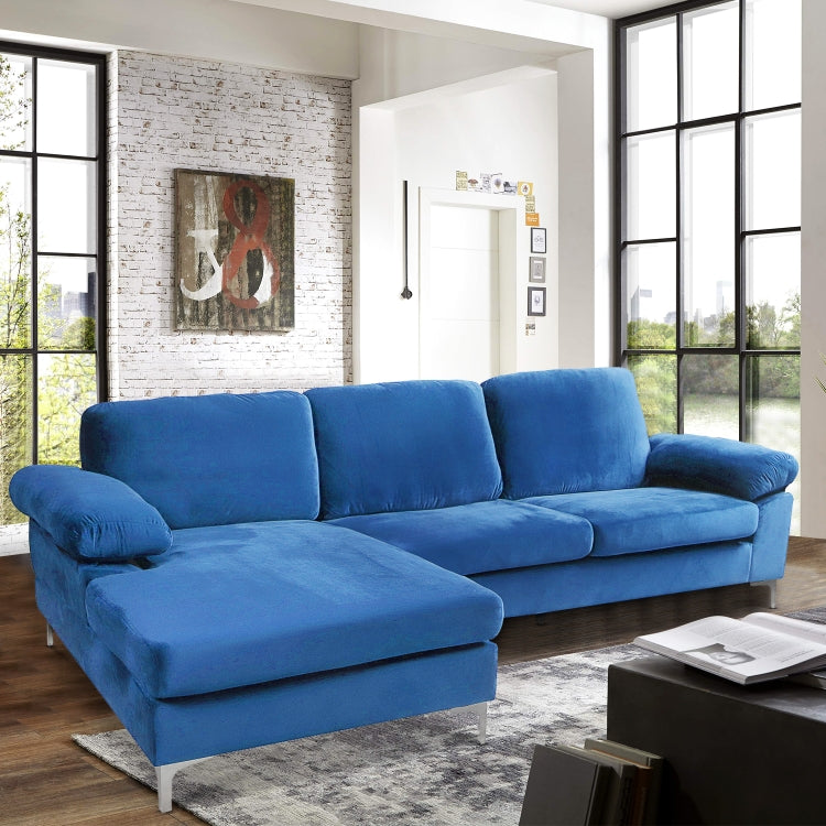 [US Warehouse] Convertible Combination Sofa L-shaped Sectional Sleeping Bed, Size: 275 x 116 x 89cm (Blue)