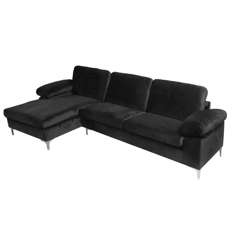 [US Warehouse] Convertible Combination Sofa L-shaped Sectional Sleeping Bed, Size: 275 x 116 x 89cm (Black)