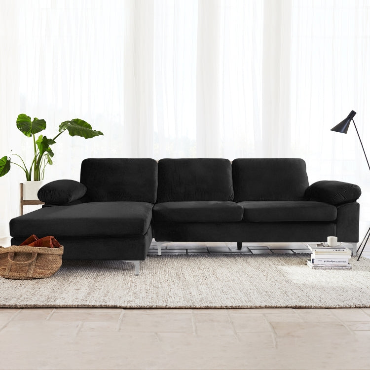 [US Warehouse] Convertible Combination Sofa L-shaped Sectional Sleeping Bed, Size: 275 x 116 x 89cm (Black)