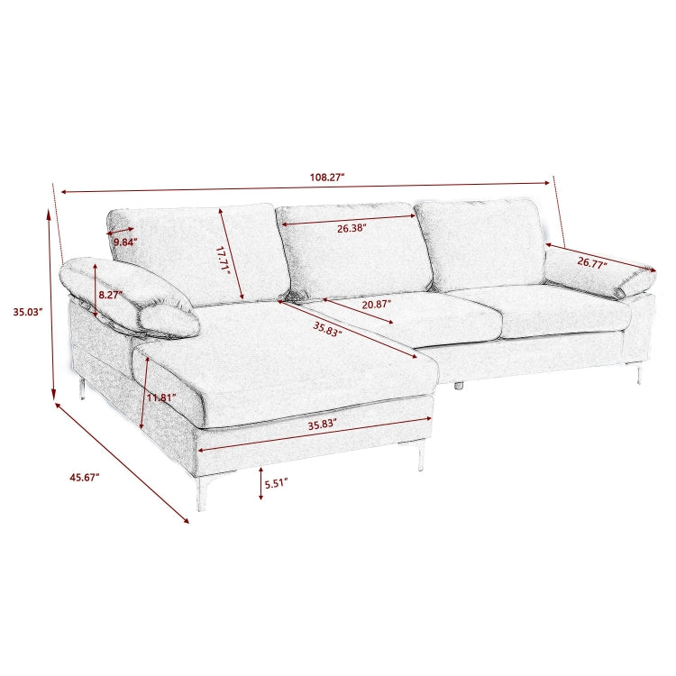 [US Warehouse] Convertible Combination Sofa L-shaped Sectional Sleeping Bed, Size: 275 x 116 x 89cm (Purple)