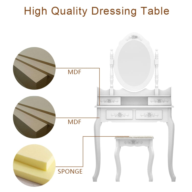 [UK Warehouse] Modern 4-Drawer 360-Degree Rotation Removable Mirror Dresser, Size: 75 x 40 x 142.5cm(White)