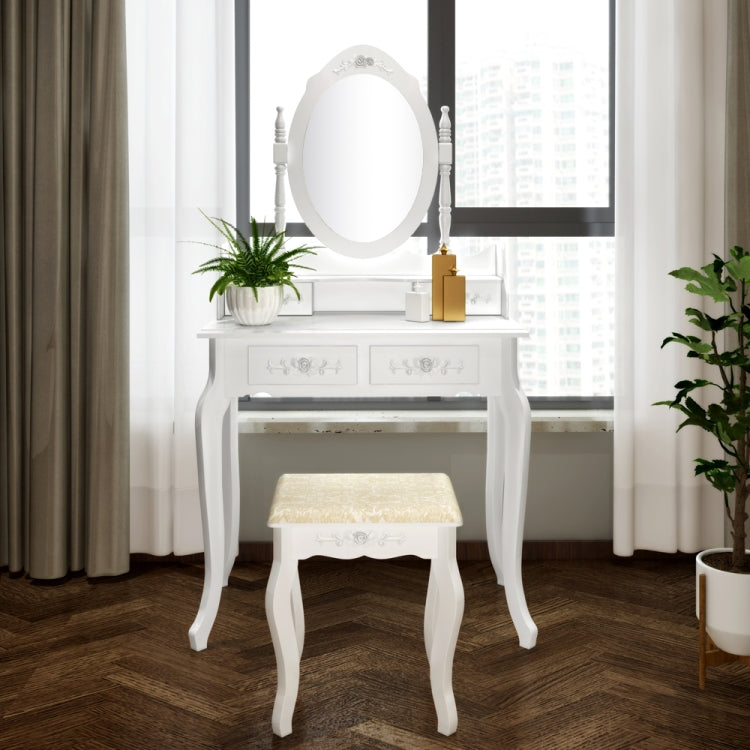 [UK Warehouse] Modern 4-Drawer 360-Degree Rotation Removable Mirror Dresser, Size: 75 x 40 x 142.5cm(White)