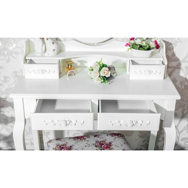 [UK Warehouse] Modern 4-Drawer 360-Degree Rotation Removable Mirror Dresser, Size: 75 x 40 x 142.5cm(White)