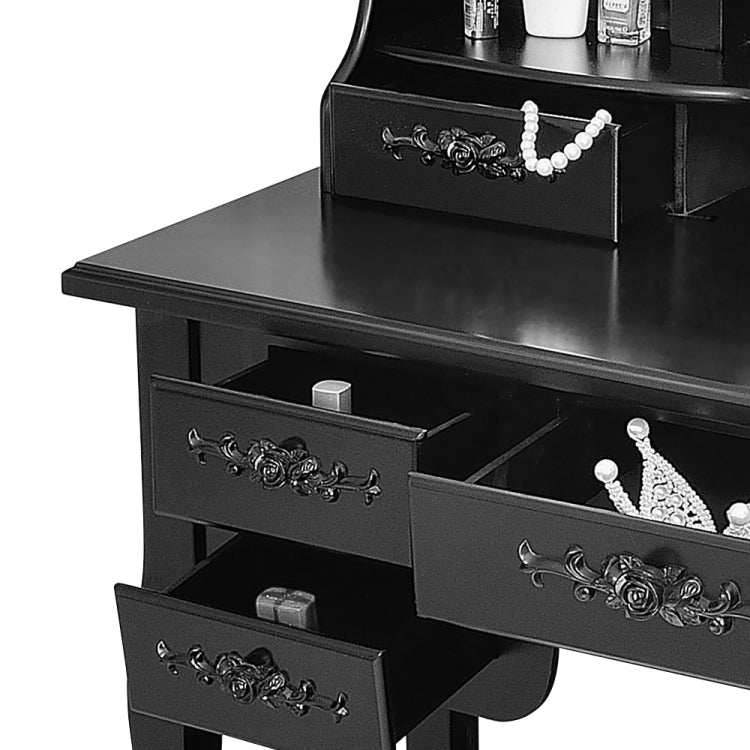 [US Warehouse] Foldable 3 Mirrors Dressing Table with 7 Drawers, Size: 90 x 40 x 147cm(Black)