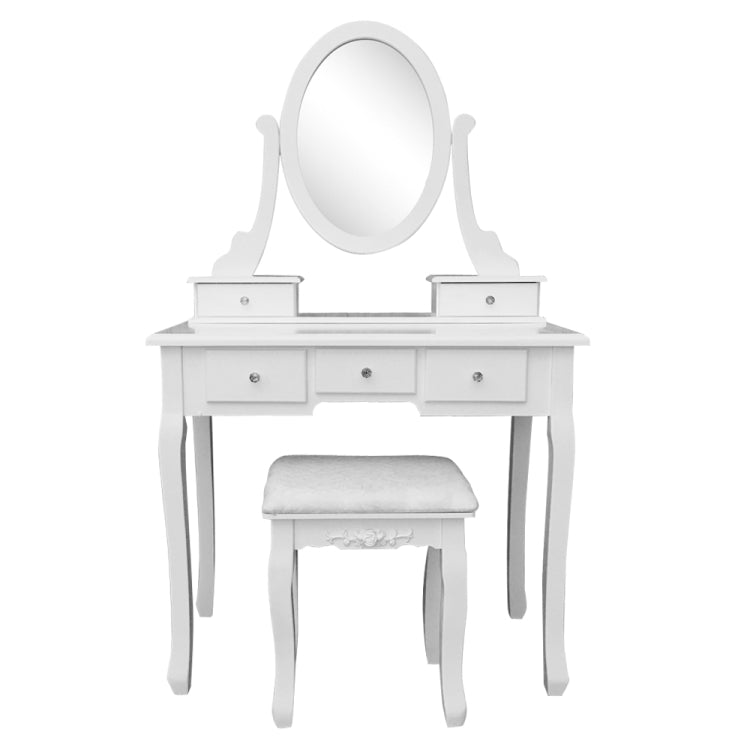 [US Warehouse] 360 Degree Rotation Single Mirror Dressing Table with 5 Drawers, Size: 80 x 40 x 141cm(White)