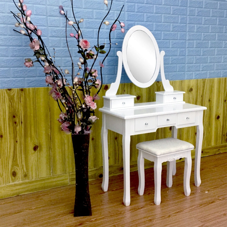 [US Warehouse] 360 Degree Rotation Single Mirror Dressing Table with 5 Drawers, Size: 80 x 40 x 141cm(White)