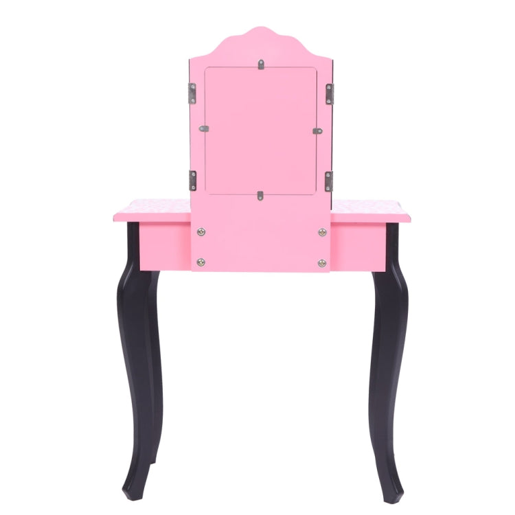 [UK Warehouse] Three-Fold Mirror Leopard Pattern Single Drawer Arc Feet Children Dresser Print, Table Size: 60 x 28 x 98cm(Pink)