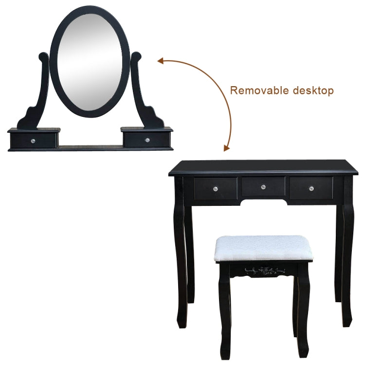 [US Warehouse] 360 Degree Rotation Single Mirror 5 Drawers Dressing Table, Size: 80 x 40 x 141cm(Black)
