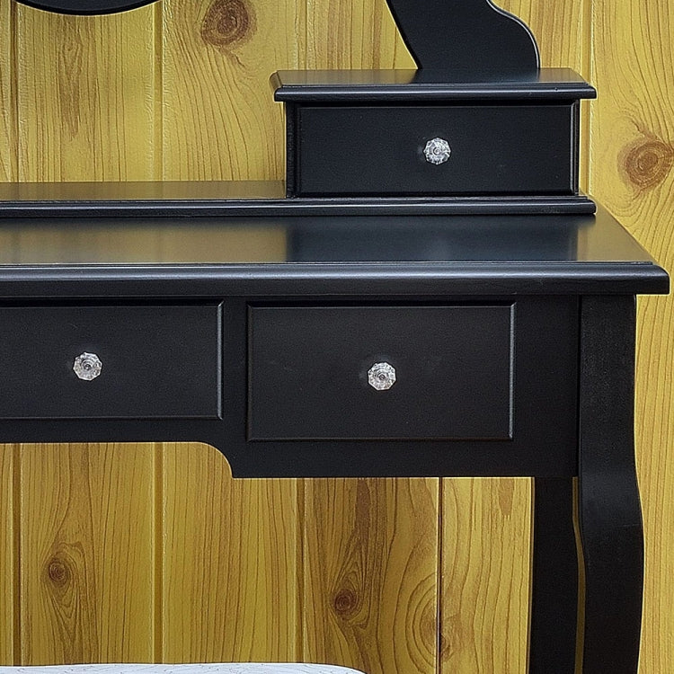 [US Warehouse] 360 Degree Rotation Single Mirror 5 Drawers Dressing Table, Size: 80 x 40 x 141cm(Black)