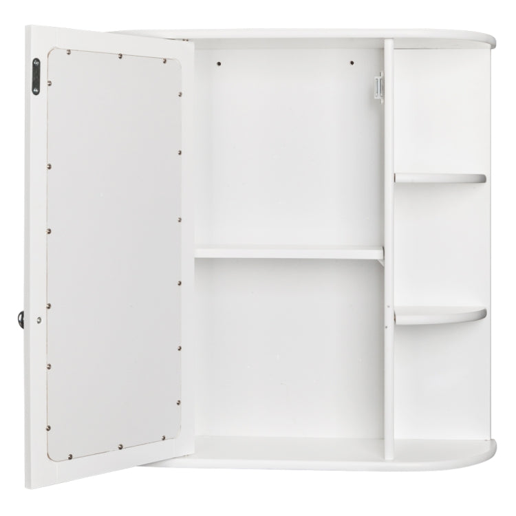 [US Warehouse] Single Door 3-tier Mirror Indoor Bathroom Wall Mounted Cabinet Shelf Organizer, Size: 60 x 16.5 x 58cm(White)