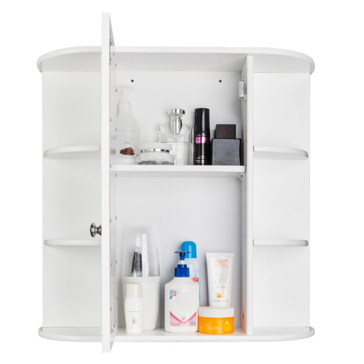 [US Warehouse] Single Door 3-tier Mirror Indoor Bathroom Wall Mounted Cabinet Shelf Organizer, Size: 60 x 16.5 x 58cm(White)