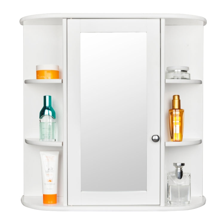 [US Warehouse] Single Door 3-tier Mirror Indoor Bathroom Wall Mounted Cabinet Shelf Organizer, Size: 60 x 16.5 x 58cm(White)