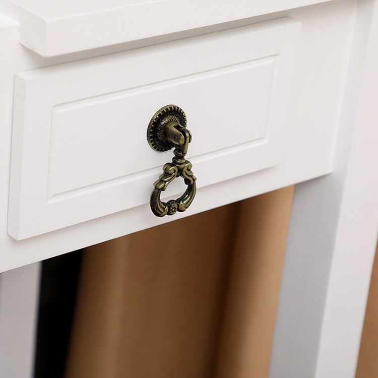 [UK Warehouse] Flip Single Mirror Double Drawers Straight Feet Dresser, Size: 90 x 40 x (75-112)cm(White)