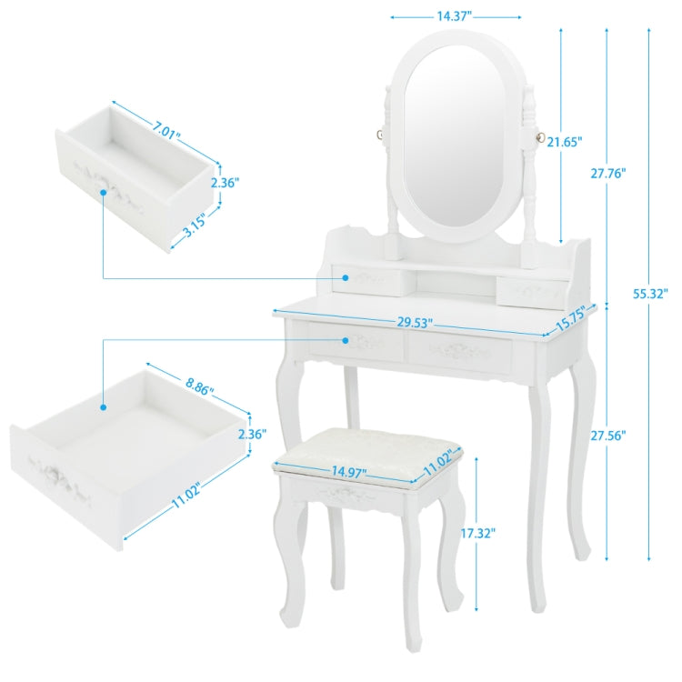 [US Warehouse] Single Mirror Jewelry Cabinet Dresser, Size: 75 x 40 x (70-140)cm