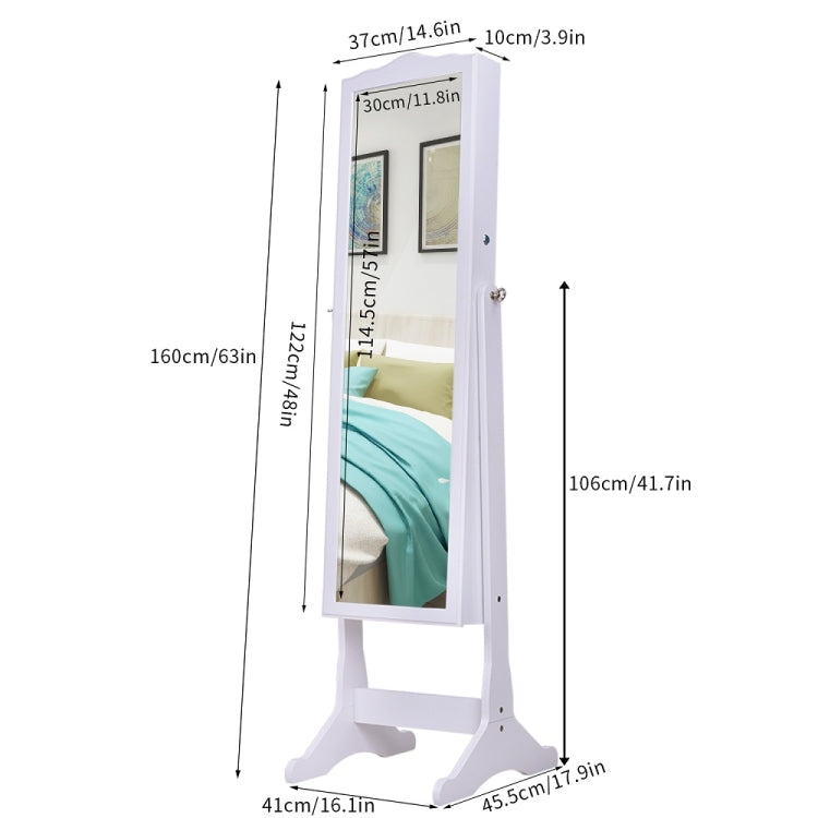 [US Warehouse] Retro Wood Grain Whole Body Mirror Decoration Storage Dressing Jewelry Mirror Cabinet, Size: 41 x 45 x 160cm